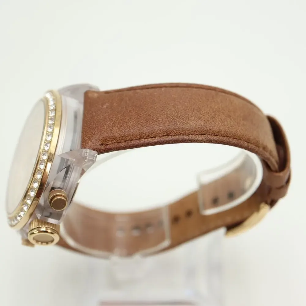 Fossil Decker Womens 42mm Chronograph Watch Brown Leather CH2724 w New Battery